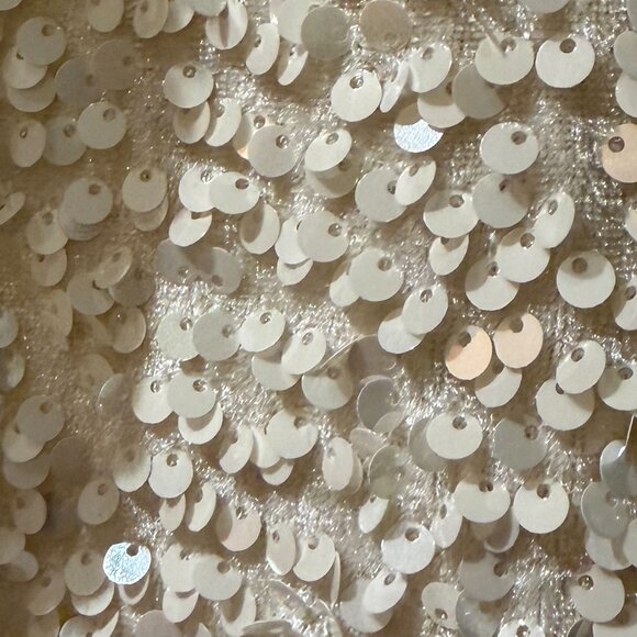LC Lizette Collection White Sequin Blouse | Sz Large | Holiday Party & New Years - Picture 5 of 6